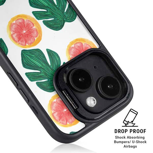 Bouffants and Broken Hearts Tropical Leaves and Citrus iPhone 15 Kickstand Case